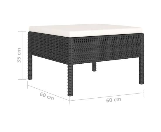 Set mobilier de grădină cu perne, 6 piese, negru, poliratan, 6 image