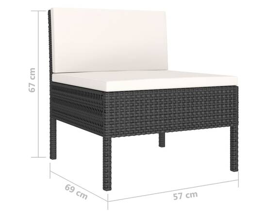 Set mobilier de grădină cu perne, 6 piese, negru, poliratan, 5 image