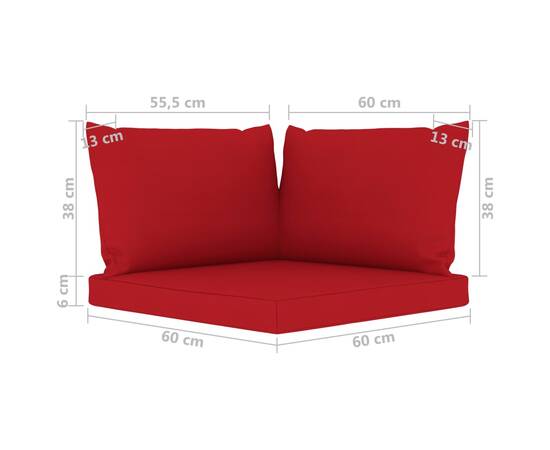Canapea de grădină cu 4 locuri, perne roșii, 11 image
