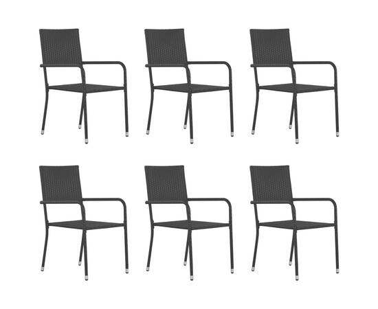 Set mobilier de grădină, 7 piese, negru, poli ratan, 5 image