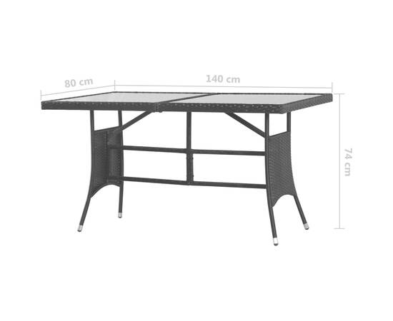 Set mobilier de grădină, 7 piese, negru, poli ratan, 10 image