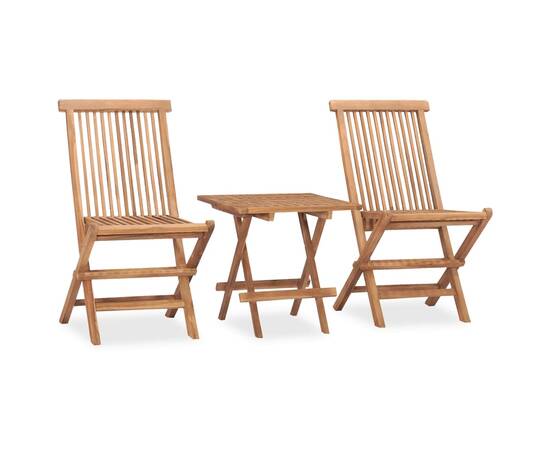 Set mobilier exterior pliabil cu perne, 3 piese, lemn masiv tec, 2 image