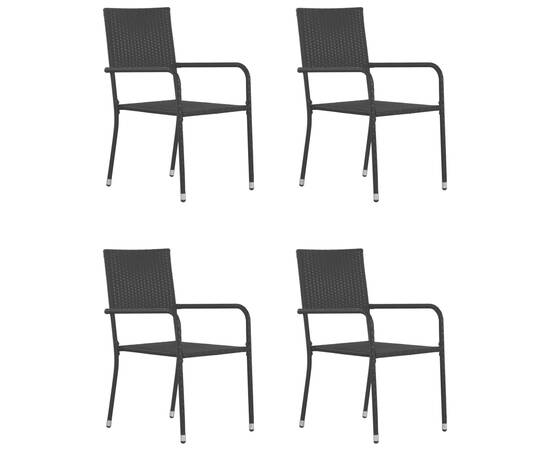 Set mobilier pentru grădină, 5 piese, negru, poliratan, 3 image