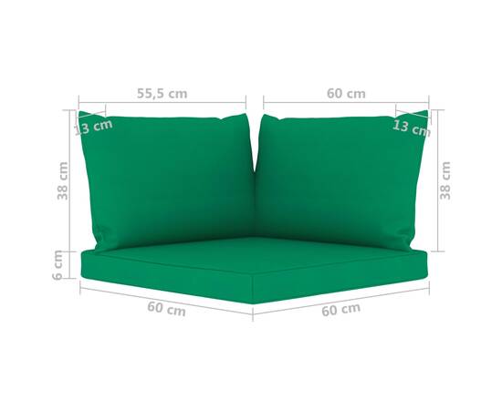 Canapea de grădină cu 3 locuri, cu perne verzi, 11 image