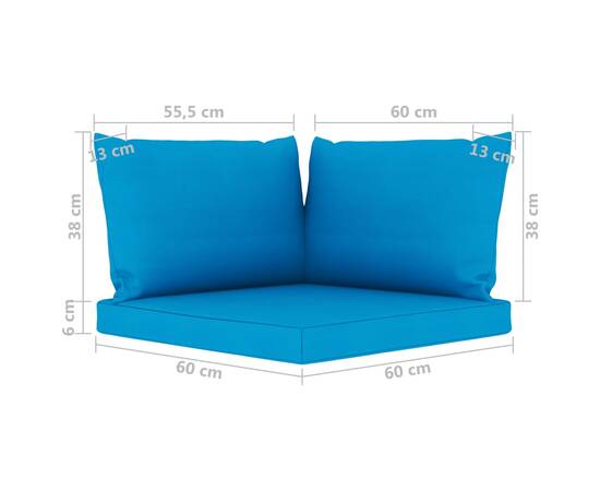 Canapea de grădină cu 3 locuri, perne albastru deschis, 10 image