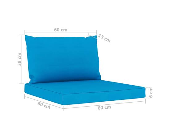 Canapea de grădină cu 3 locuri, perne albastru deschis, 11 image