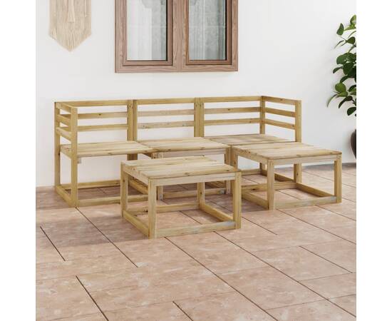 Set mobilier de grădină, 5 piese, lemn de pin verde tratat
