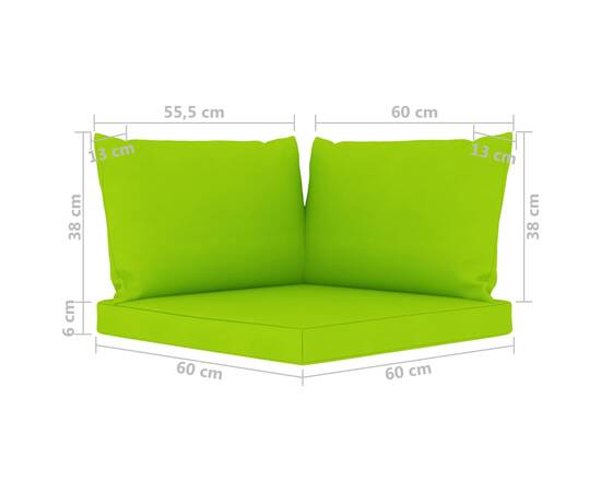 Canapea de grădină cu 3 locuri, perne verde aprins, 11 image