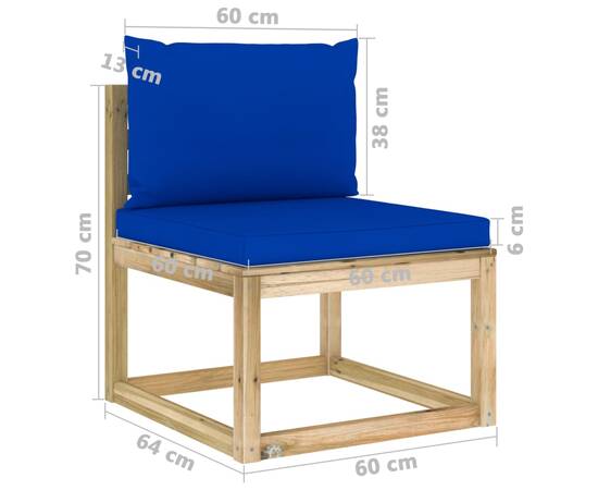 Set mobilier de grădină cu perne, 10 piese, lemn pin tratat, 8 image