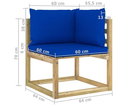 Set mobilier de grădină cu perne, 10 piese, lemn pin tratat, 7 image