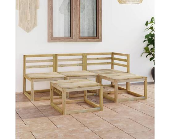 Set mobilier de grădină, 5 piese, lemn de pin verde tratat