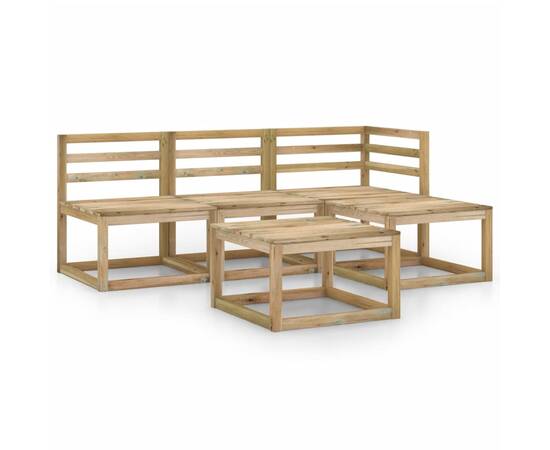 Set mobilier de grădină, 5 piese, lemn de pin verde tratat, 2 image