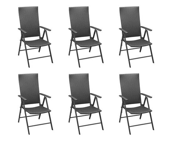 Set mobilier de grădină, 7 piese, negru, 3 image