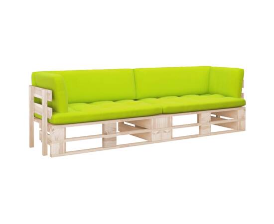 Canapea din paleți cu 2 locuri, cu perne, lemn de pin tratat