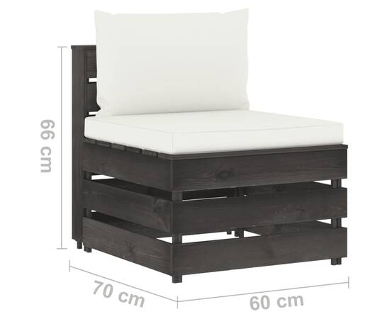 Set mobilier grădină cu perne, 5 piese, gri, lemn impregnat, 10 image