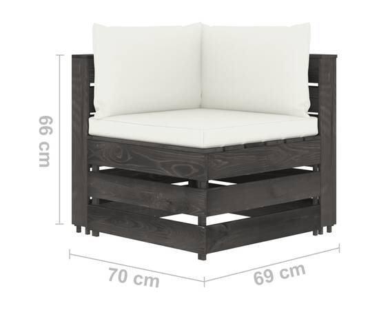 Set mobilier grădină cu perne, 5 piese, gri, lemn impregnat, 9 image