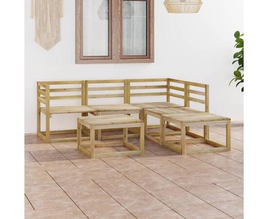 Set mobilier de grădină, 6 piese, lemn de pin verde tratat