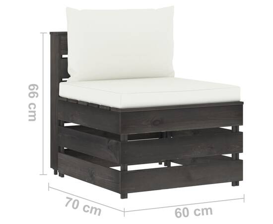 Set mobilier de grădină cu perne, 6 piese, lemn gri tratat, 10 image