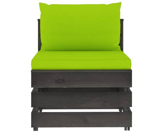 Set mobilier de grădină cu perne, 9 piese, gri, lemn tratat, 6 image