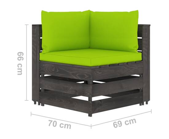 Set mobilier grădină cu perne, 6 piese, gri, lemn tratat, 8 image