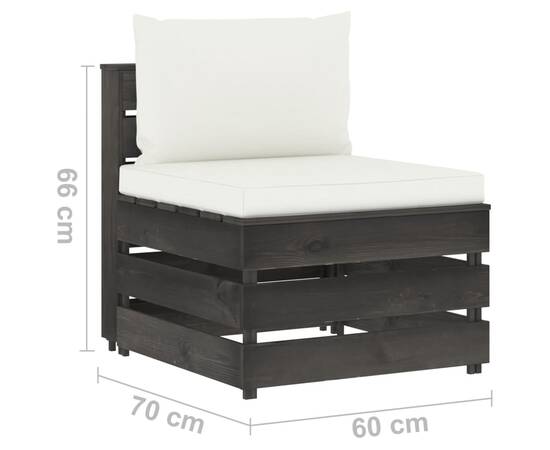 Set mobilier grădină cu perne, 6 piese, lemn gri tratat, 10 image