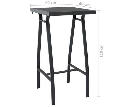 Set mobilier de bar pentru grădină, 3 piese, negru și gri, 5 image