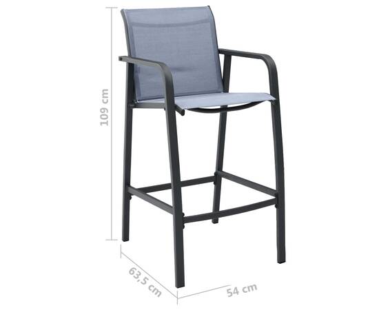 Set mobilier de bar pentru grădină, 3 piese, negru și gri, 4 image