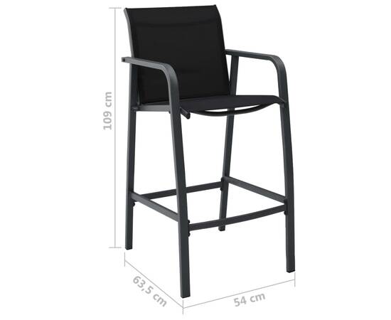 Set mobilier de bar pentru grădină, 3 piese, negru, 5 image