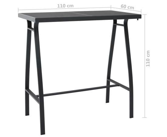 Set mobilier de bar pentru grădină, 7 piese, negru și gri, 5 image