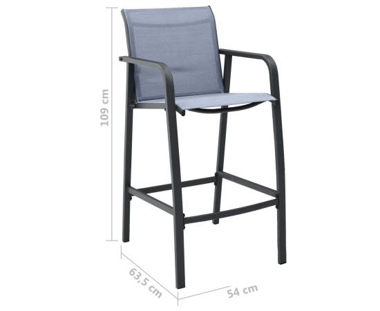 Set mobilier de bar pentru grădină, 7 piese, negru și gri, 4 image