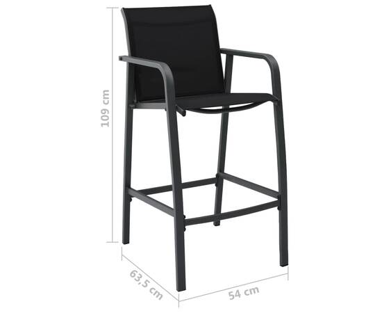 Set mobilier de bar pentru grădină, 7 piese, negru, 4 image