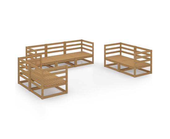 Set mobilier de grădină, 7 piese, maro miere, lemn masiv pin, 2 image
