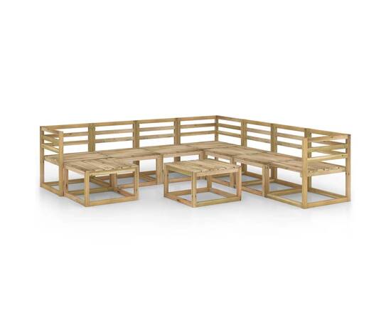 Set mobilier de grădină, 9 piese, lemn de pin verde tratat, 2 image