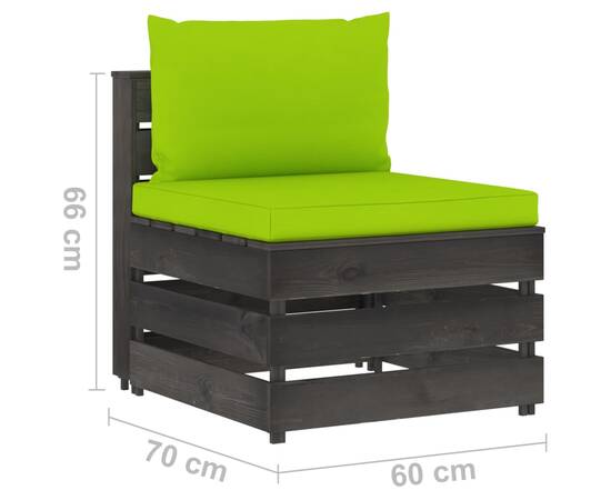 Set mobilier de grădină cu perne gri, 6 piese, lemn tratat, 9 image