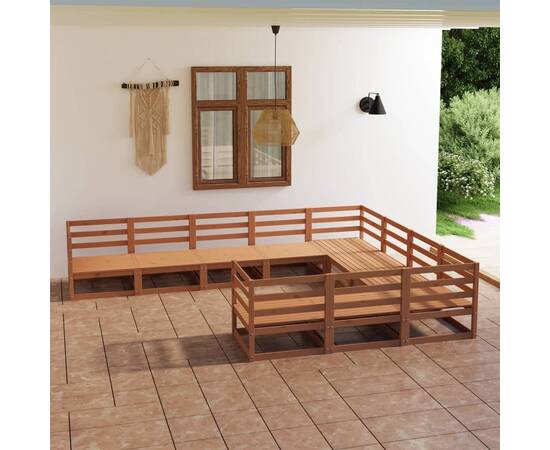 Set mobilier relaxare de grădină, 10 piese, lemn masiv de pin