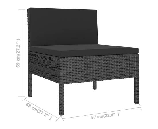 Set mobilier de grădină cu perne, 11 piese, negru, poliratan, 6 image