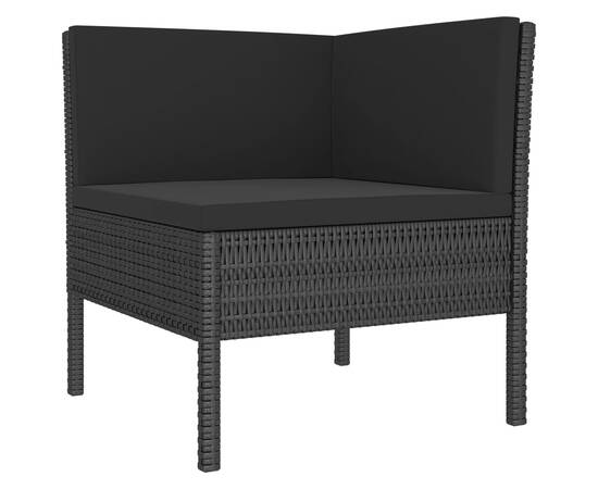 Set mobilier de grădină cu perne, 11 piese, negru, poliratan, 4 image