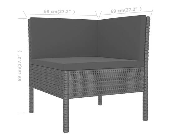 Set mobilier de grădină cu perne, 11 piese, negru, poliratan, 7 image