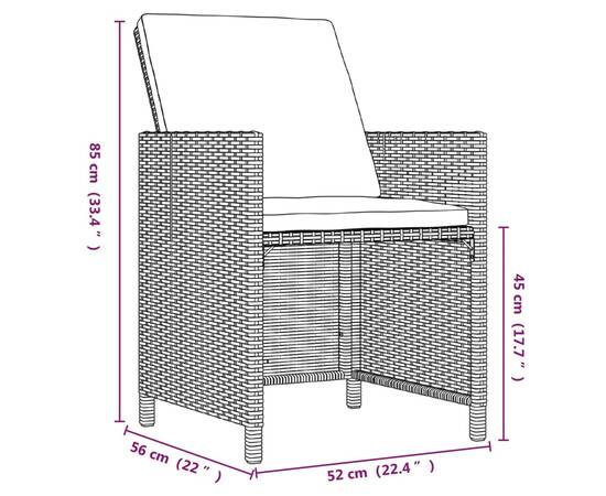 Set mobilier de grădină cu perne, 5 piese, negru, poliratan, 8 image