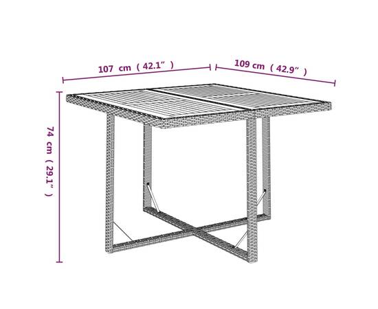 Set mobilier de grădină cu perne, 5 piese, negru, poliratan, 9 image