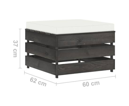 Set mobilier grădină cu perne, 2 piese, gri, lemn impregnat, 8 image