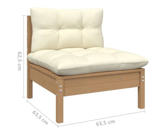 Set mobilier grădină cu perne crem, 8 piese, lemn de pin, 9 image