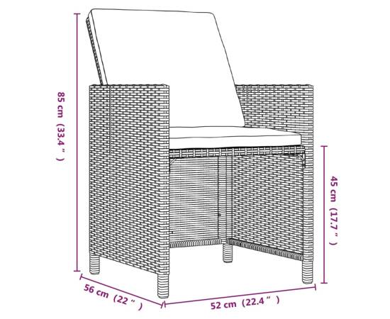 Set mobilier pentru grădină cu perne, 9 piese, bej, poliratan, 8 image