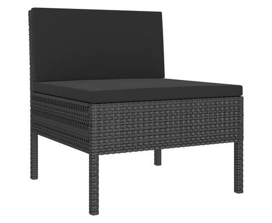 Set mobilier de grădină cu perne, 12 piese, negru, poliratan, 4 image