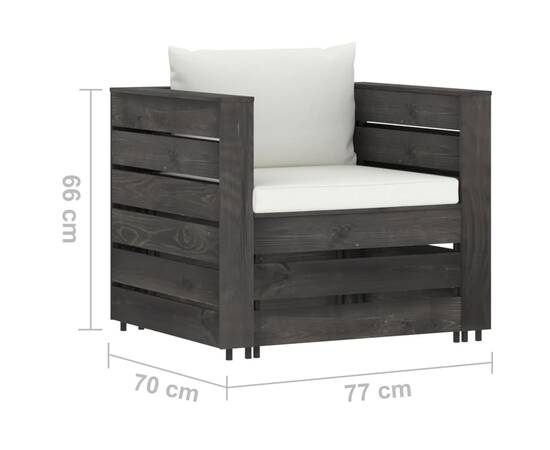 Set mobilier de grădină cu perne, 6 piese, lemn gri tratat, 11 image