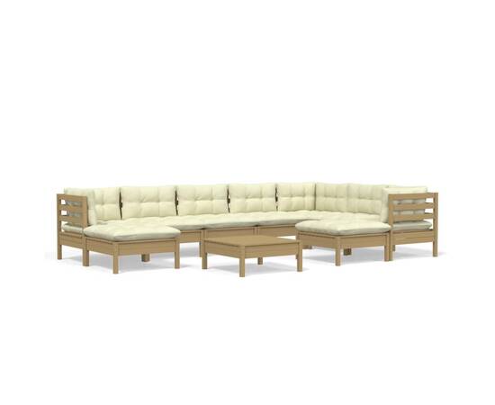 Set mobilier grădină cu perne, 10 piese, maro miere, lemn pin, 2 image