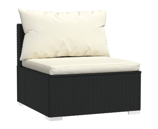 Set mobilier de grădină cu perne, 7 piese, negru, poliratan, 5 image