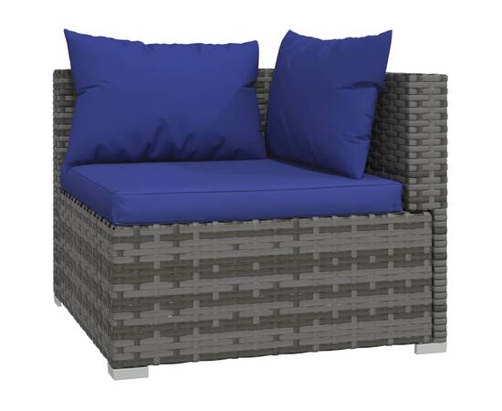 Set mobilier de grădină cu perne, 9 piese, gri, poliratan, 3 image