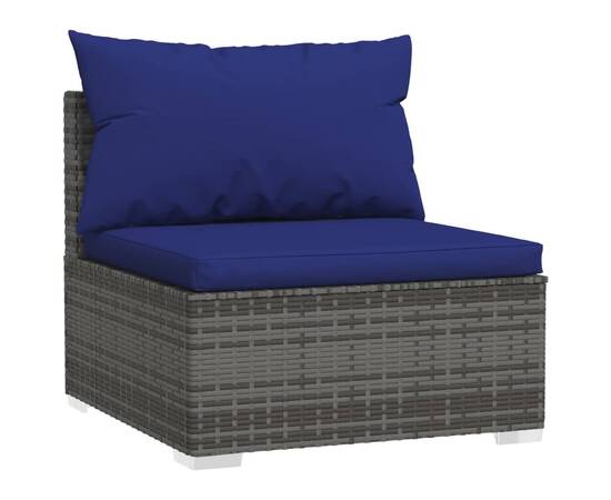 Set mobilier de grădină cu perne, 9 piese, gri, poliratan, 3 image