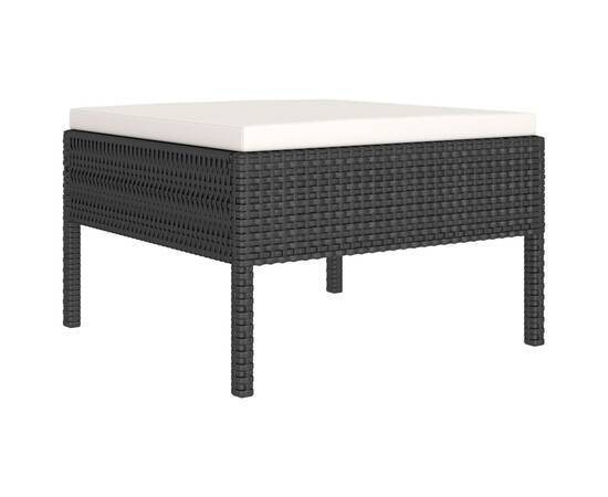 Set mobilier de grădină cu perne, 6 piese, negru, poliratan, 5 image